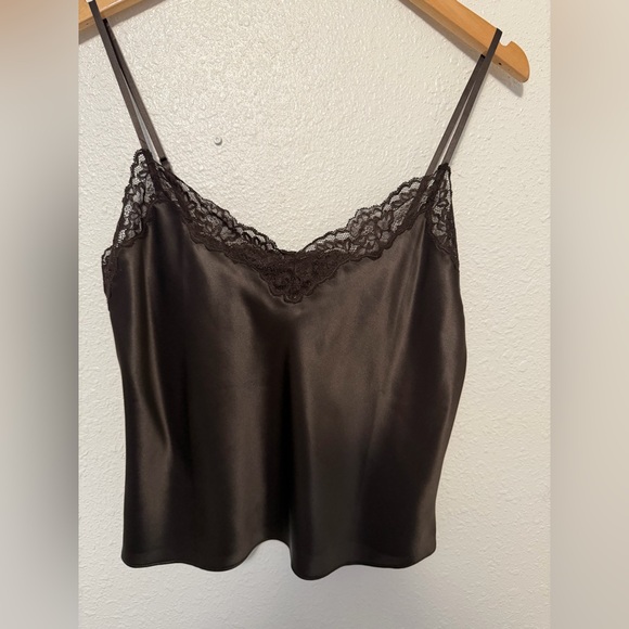 Teddy Silk Top Elegant Brown Satin Camisole - Picture 2 of 3